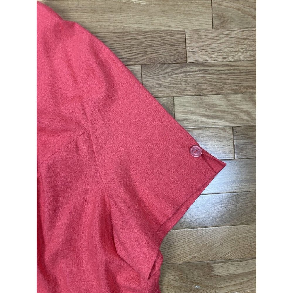-NWOT Allison Woods Linen Blend Sheath Dress Womens Plus Size 34W Orange Button - Picture 8 of 9